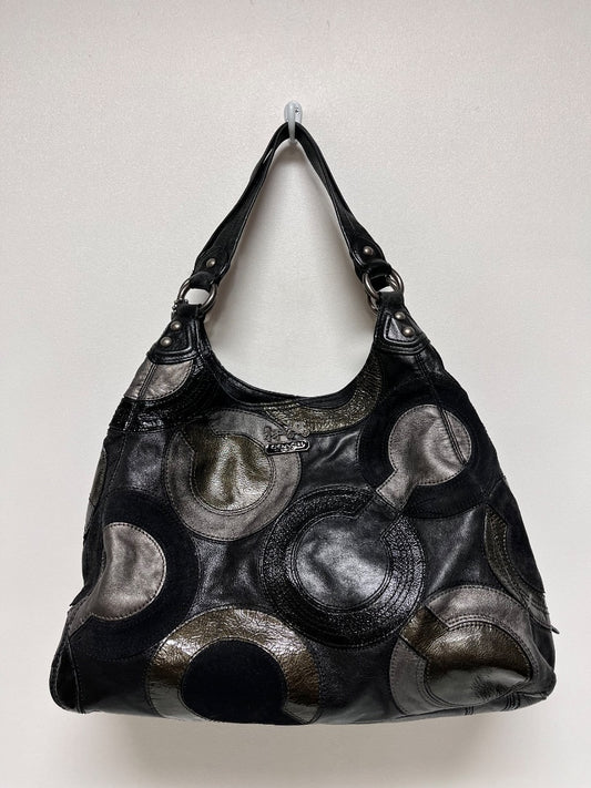 Coach Handbag Black and Gray w/ Gold Maggie Hobo Patchwork Y2K 2009 14298