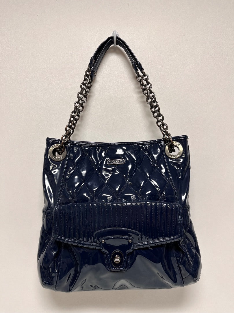 Coach Handbag Navy Patent Leather Poppy Liquid Glass 2011 18673