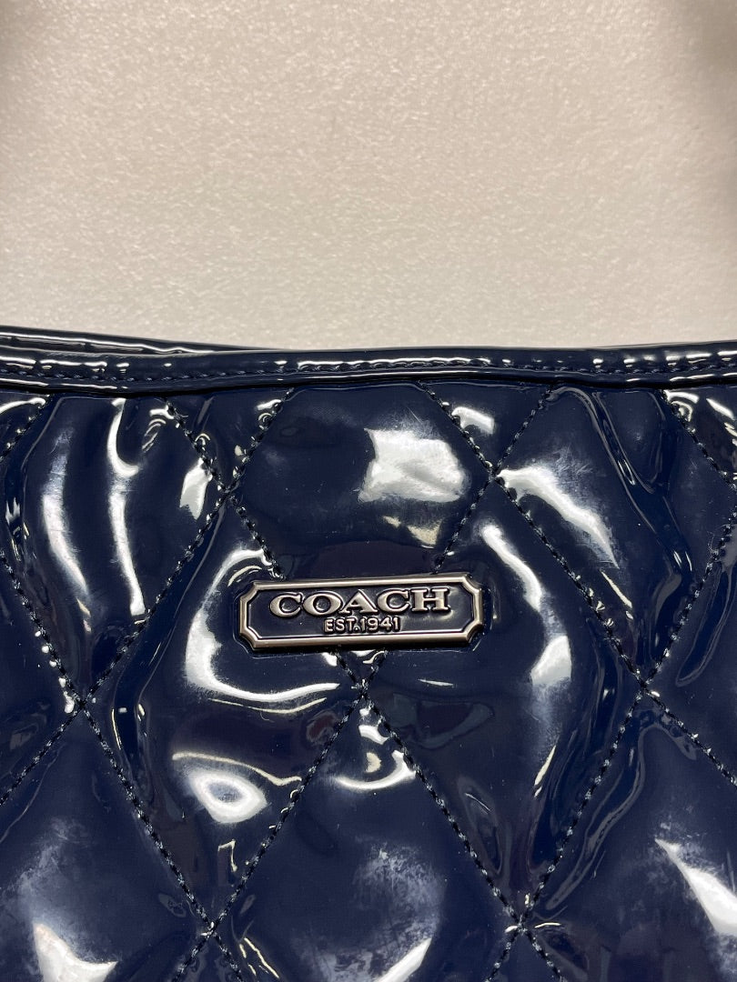 Coach Handbag Navy Patent Leather Poppy Liquid Glass 2011 18673