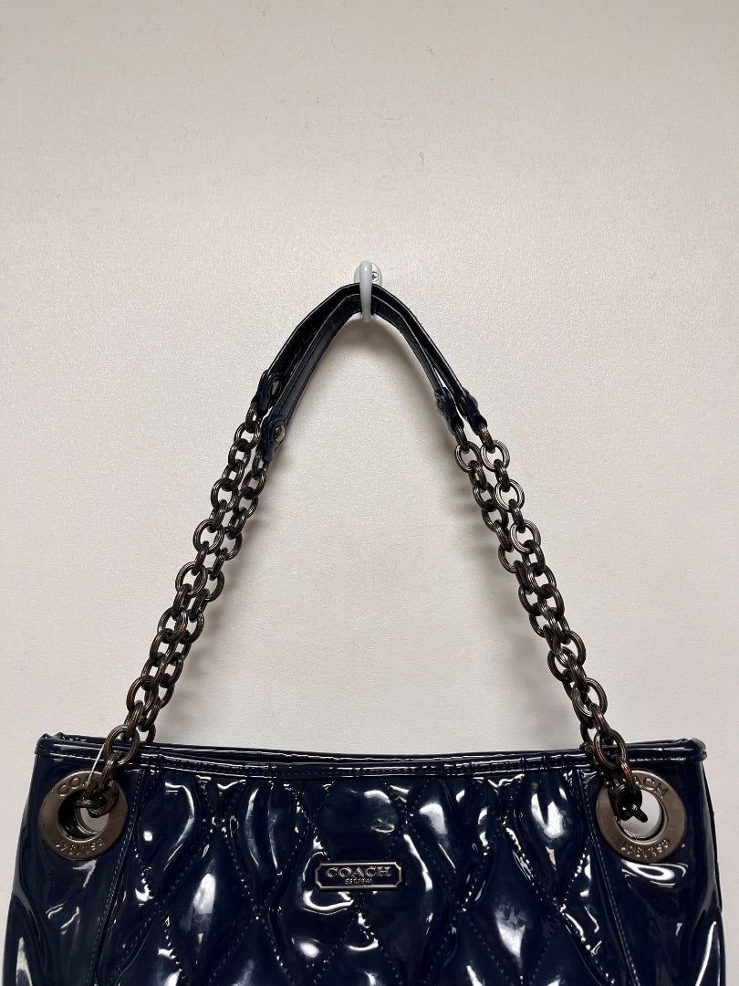 Coach Handbag Navy Patent Leather Poppy Liquid Glass 2011 18673