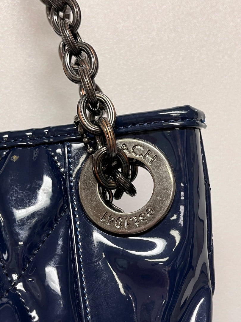 Coach Handbag Navy Patent Leather Poppy Liquid Glass 2011 18673
