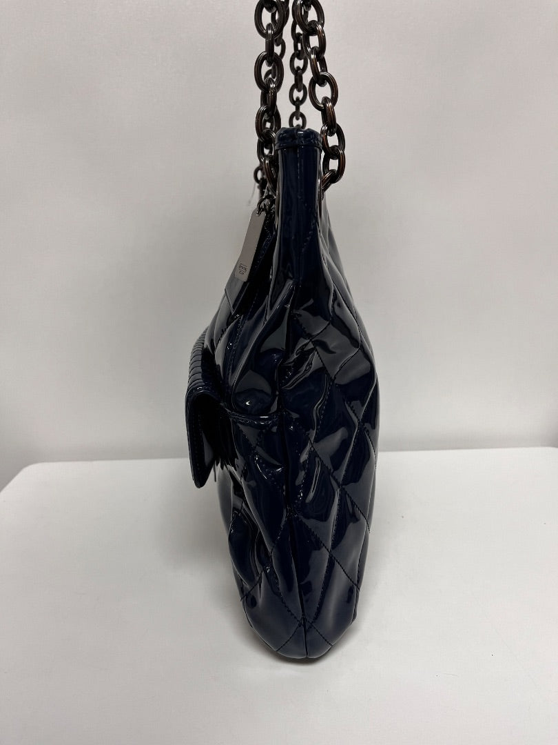 Coach Handbag Navy Patent Leather Poppy Liquid Glass 2011 18673