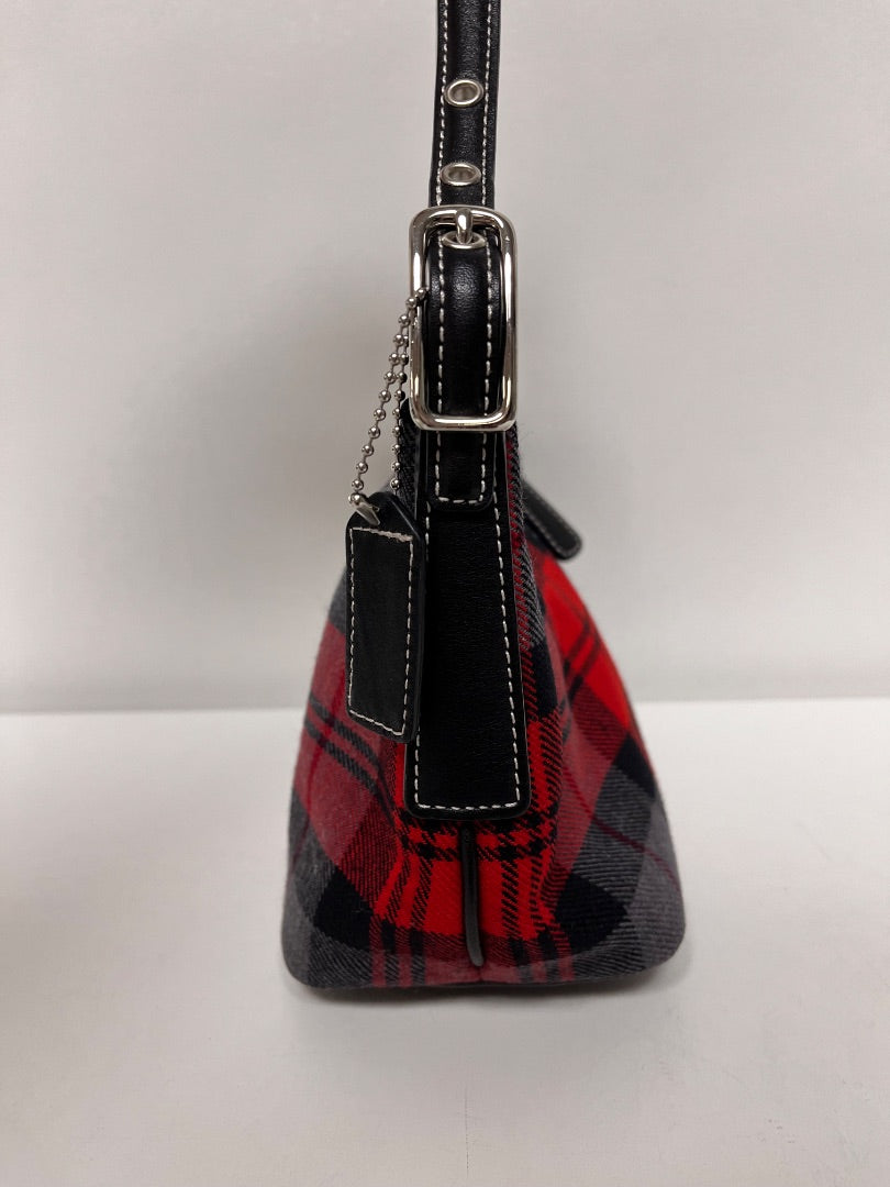 Coach Handbag Red & Black Hampton Tartan Plaid Demi Vintage 2001 8326