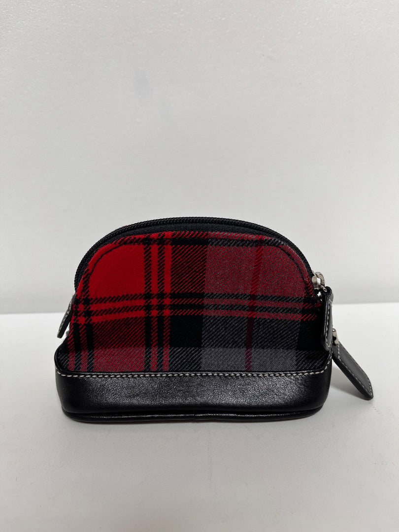 Coach Pouch Red & Black Tartan Domed Cosmetic Vintage