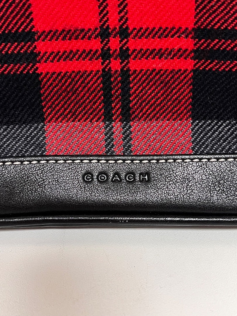 Coach Pouch Red & Black Tartan Domed Cosmetic Vintage