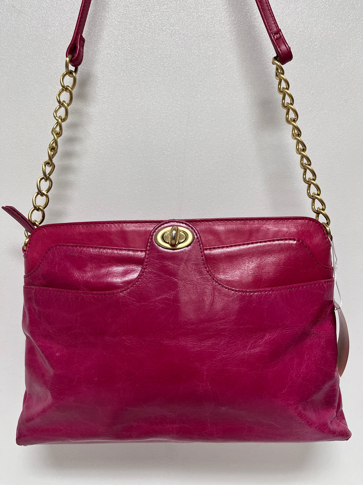 Hobo Handbag Fushia Pink Turnlock Chain Y2K