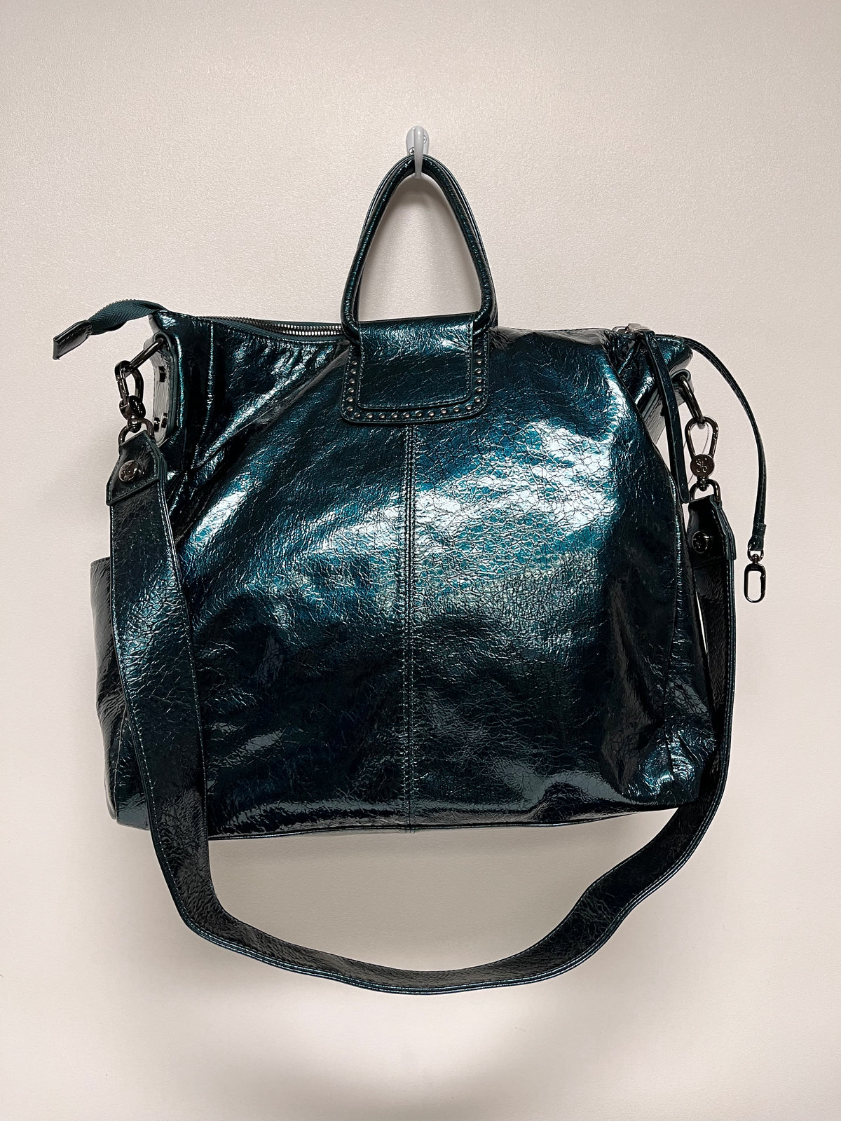 Hobo Handbag Spruce Green Patent Leather Sheila Satchel