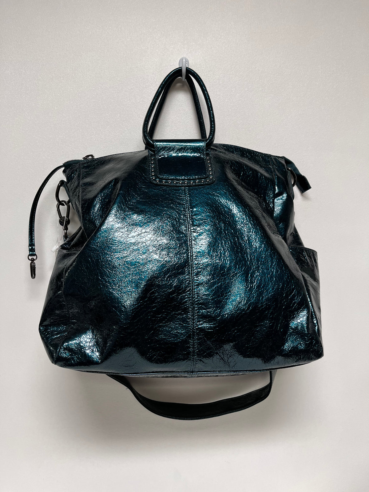 Hobo Handbag Spruce Green Patent Leather Sheila Satchel