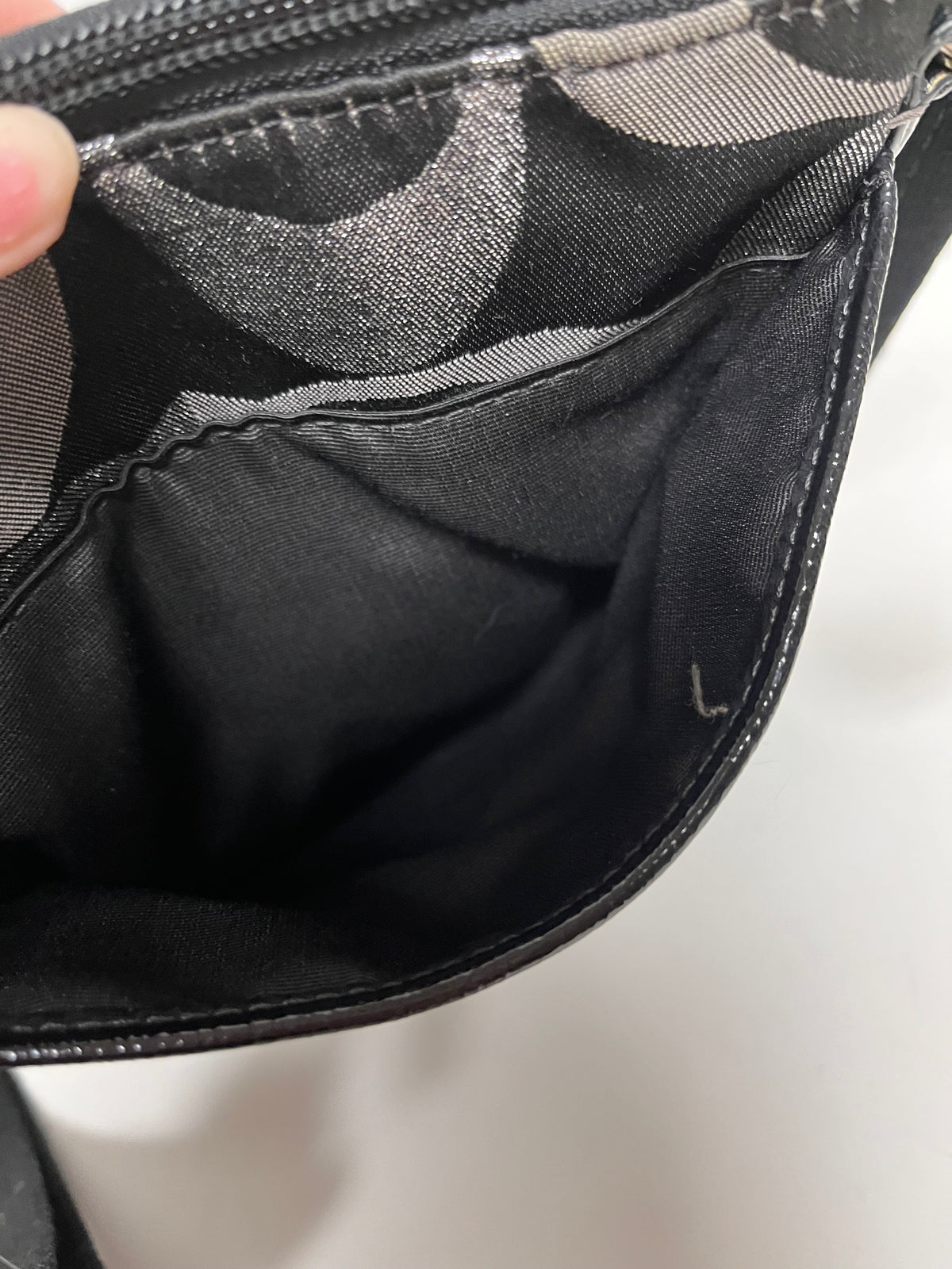 Coach Crossbody Black & Silver Signature Canvas