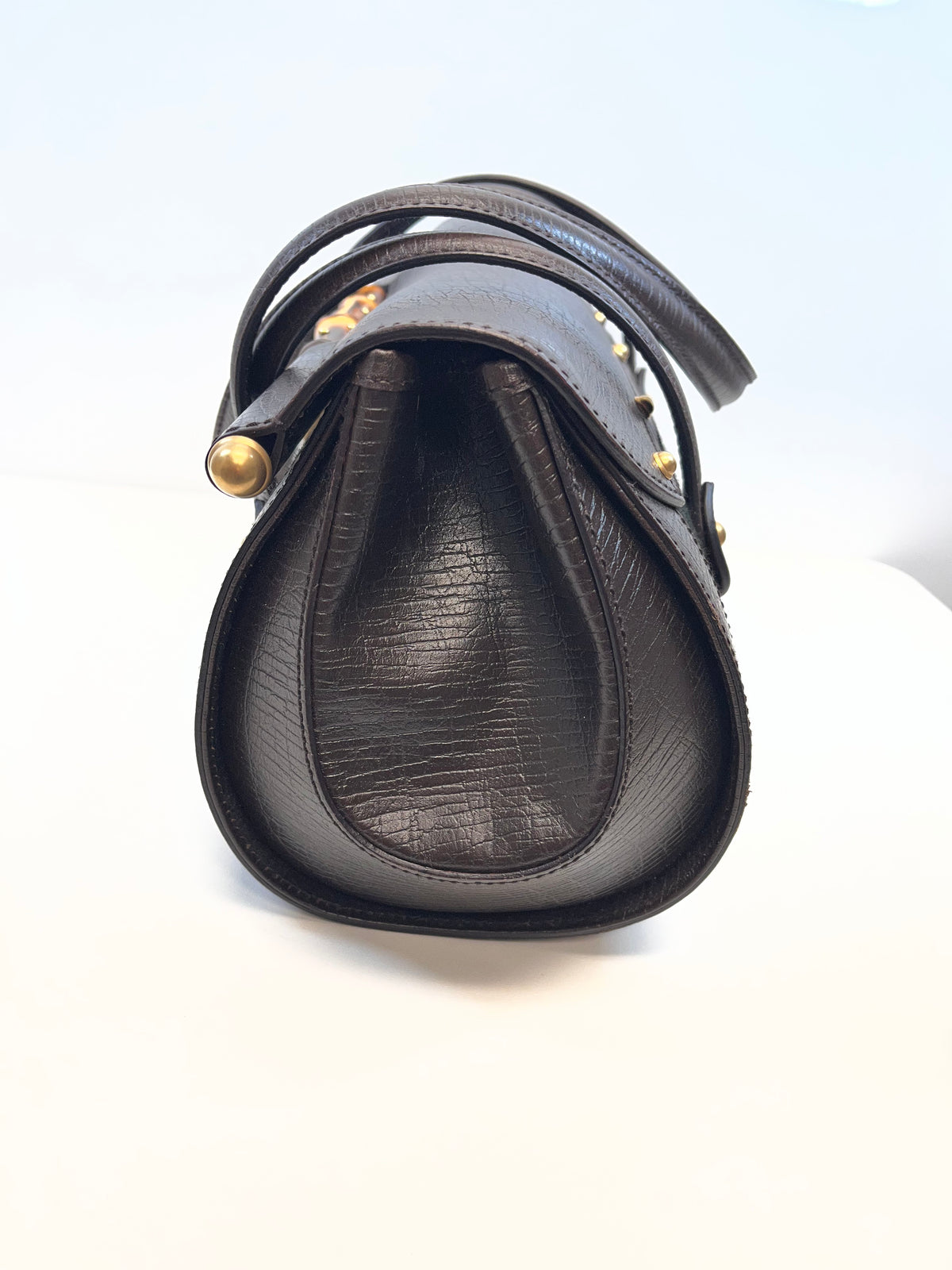 Gucci Handbag Brown and Dark Green Vintage Bullet Bag Tom Ford Era East-West