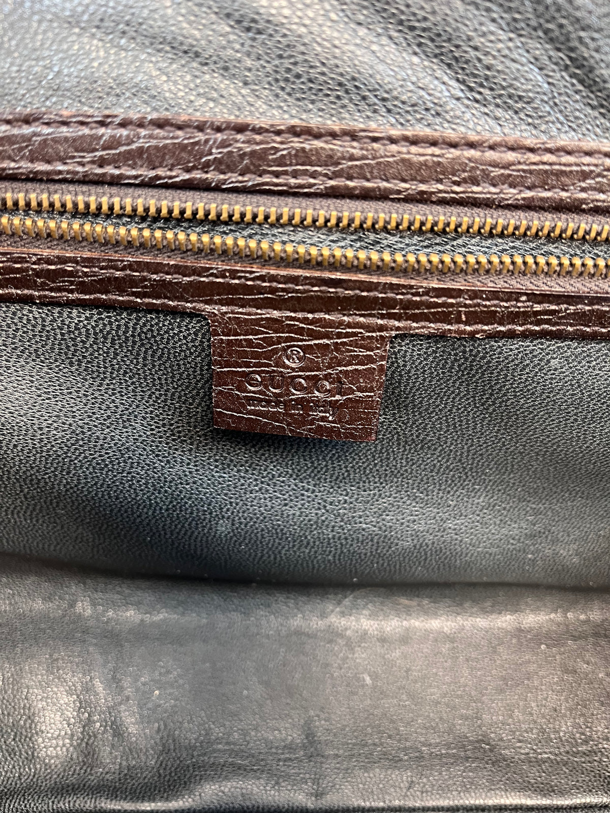 Gucci Handbag Brown and Dark Green Vintage Bullet Bag Tom Ford Era East-West