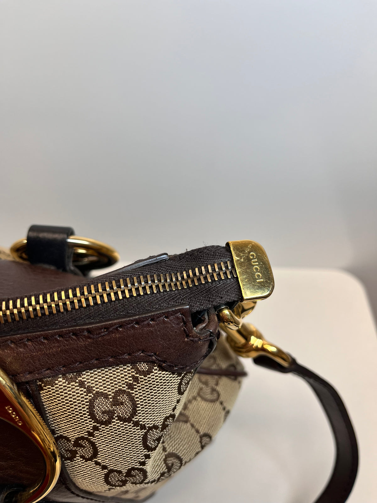 Gucci Handbag Brown & Black GG Canvas Shoulder Bag