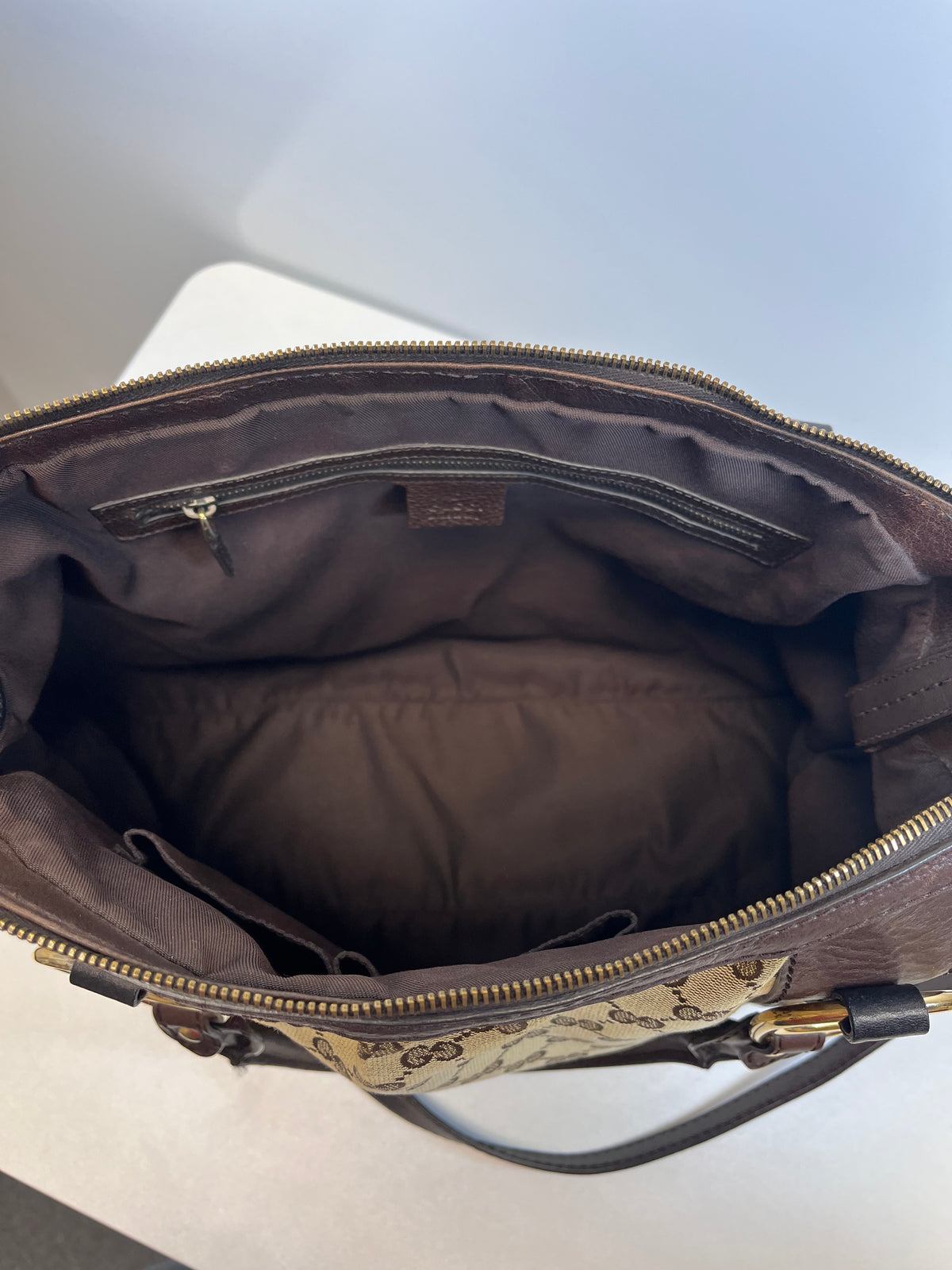 Gucci Handbag Brown & Black GG Canvas Shoulder Bag