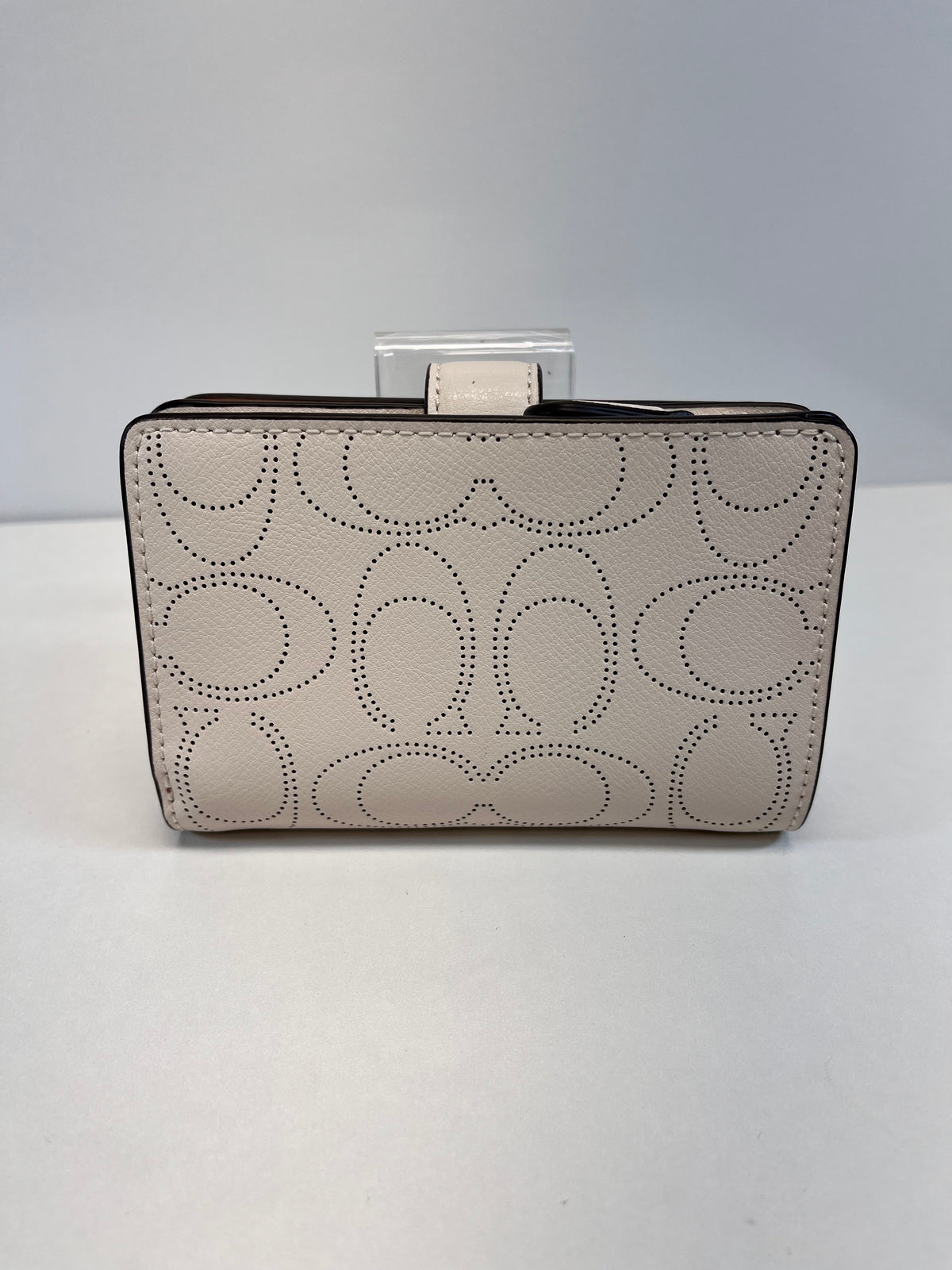 Coach Wallet Cream Preforated Leather Corner Zip NEW