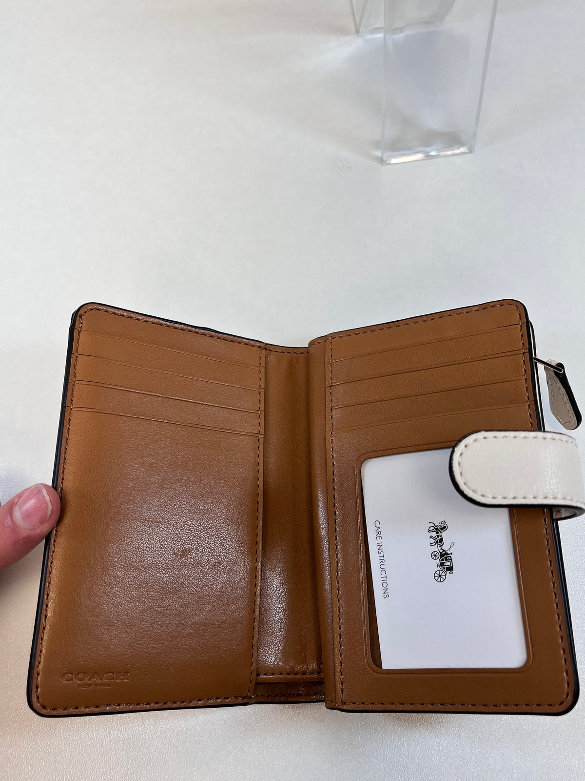 Coach Wallet Cream Preforated Leather Corner Zip NEW