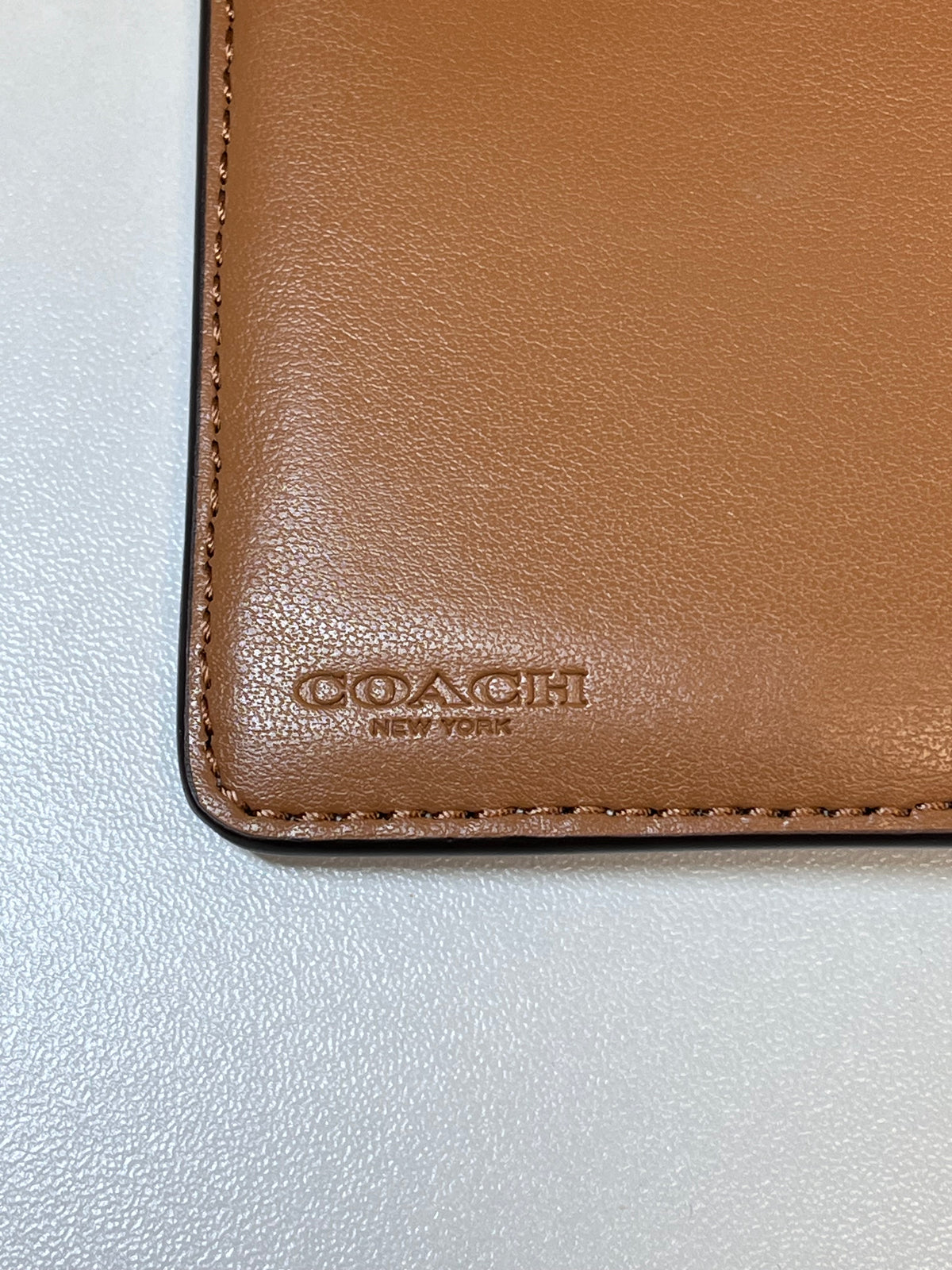 Coach Wallet Cream Preforated Leather Corner Zip NEW
