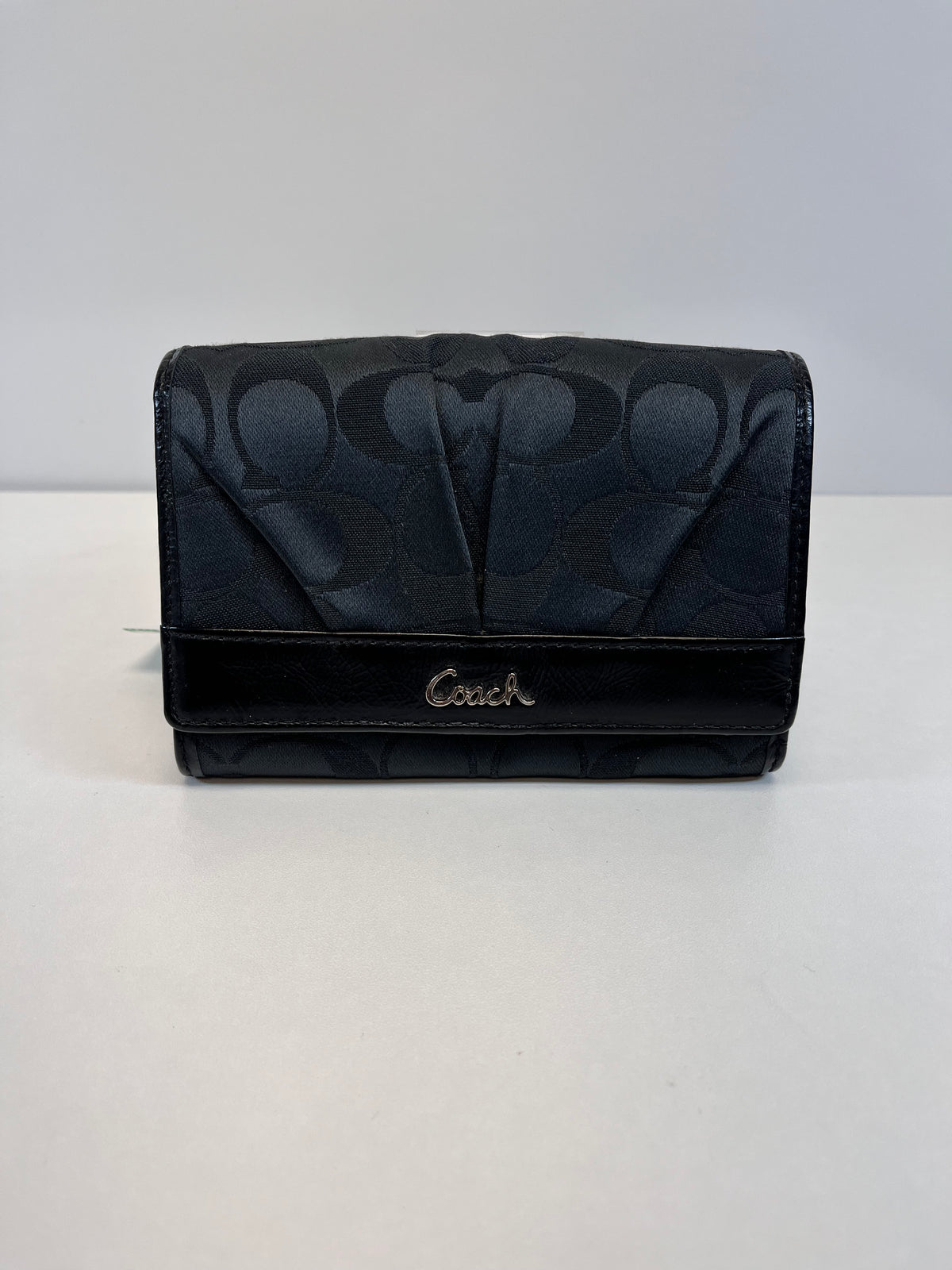 Coach Wallet Black Signature Trifold Y2K Ashley