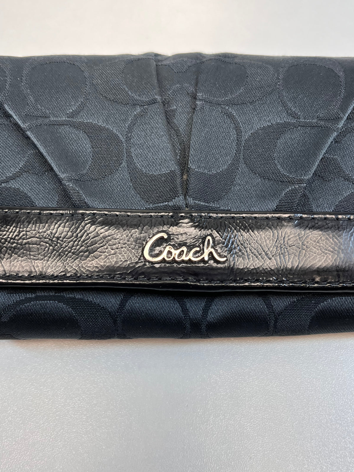Coach Wallet Black Signature Trifold Y2K Ashley