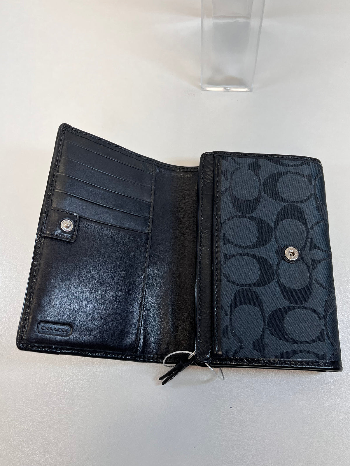Coach Wallet Black Signature Trifold Y2K Ashley