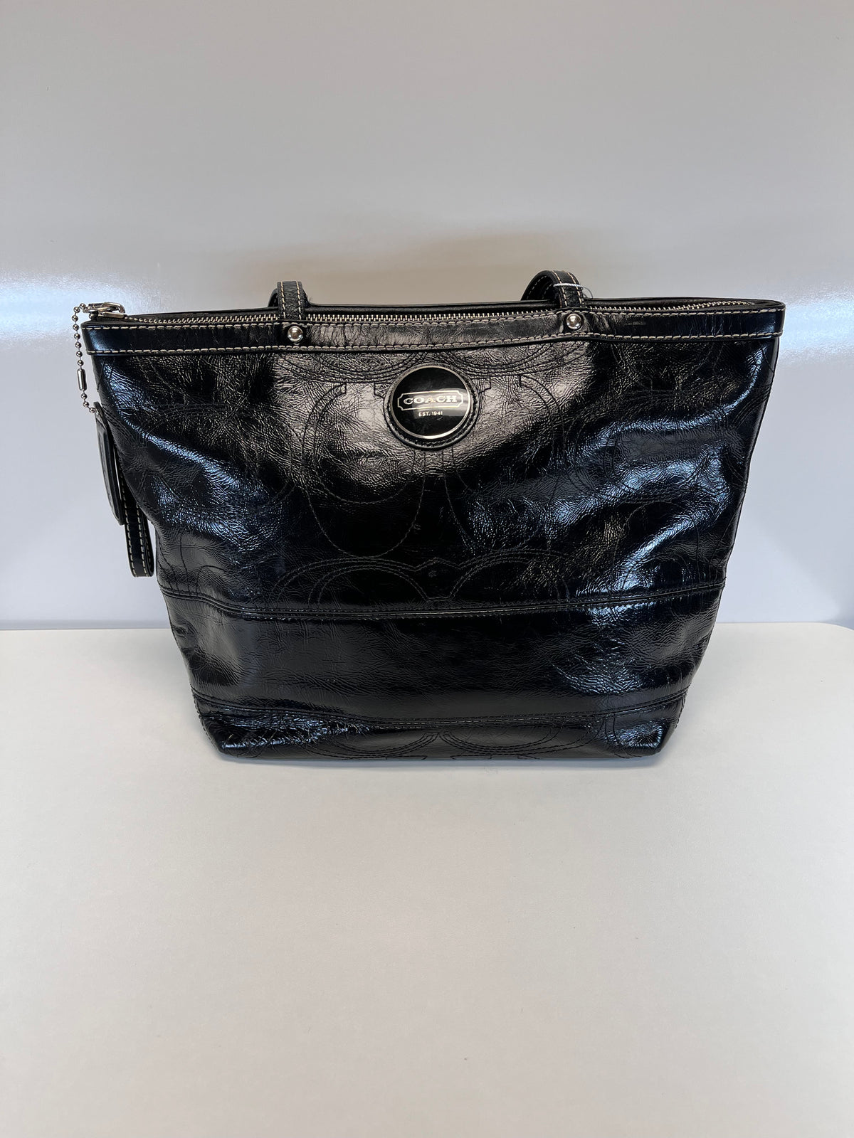 Patent Signature Tote (As Is Inside) Handbag Black  Y2k 2010