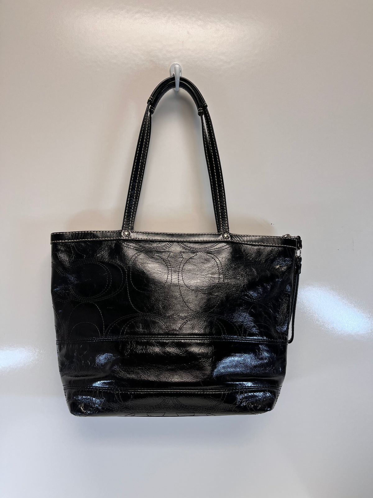 Patent Signature Tote (As Is Inside) Handbag Black  Y2k 2010