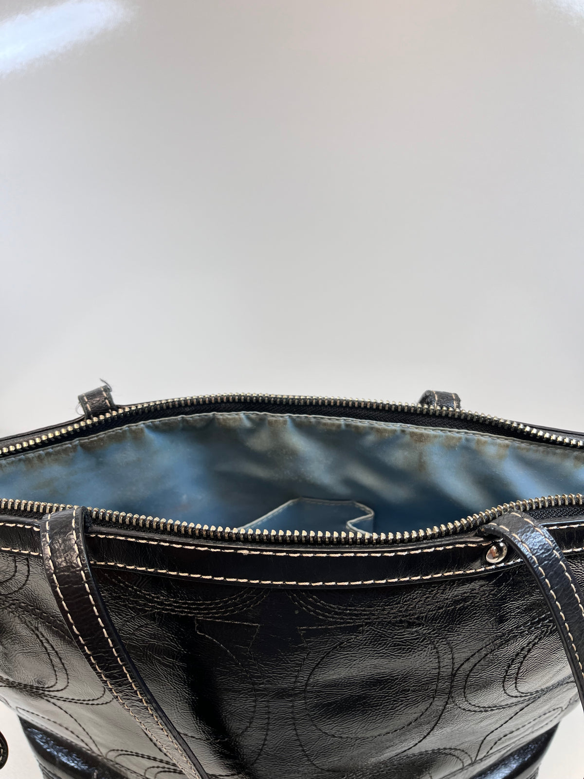 Patent Signature Tote (As Is Inside) Handbag Black  Y2k 2010