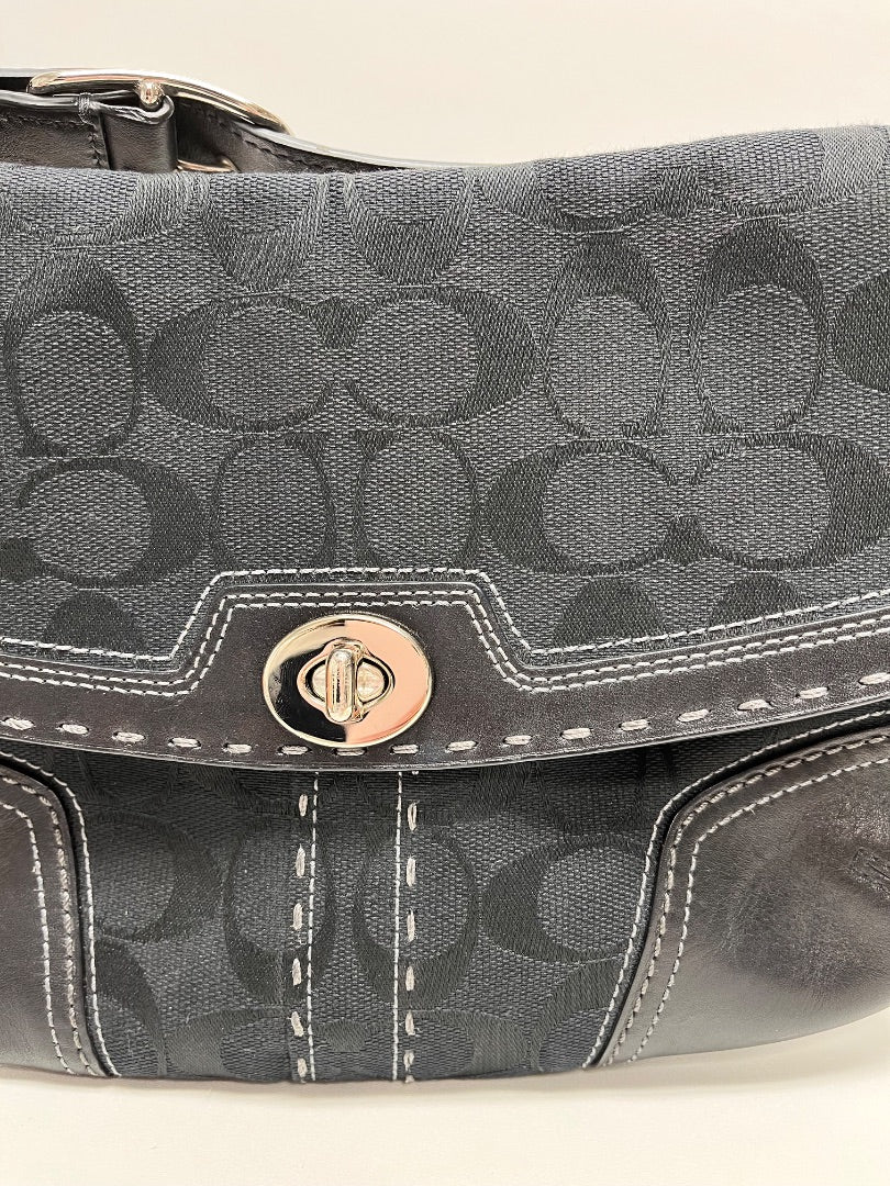 Coach Handbag Black Hampton Flap Turnlock Y2K 2007 11574