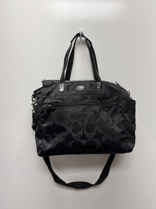 Coach Diaper Bag Black Signature Nylon Tote 2014 (as is: strap) F77577