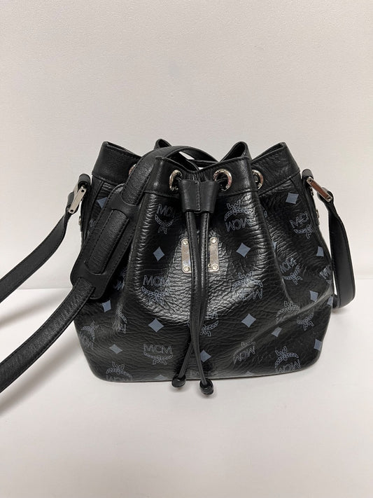 MCM Handbag Black Visetos Essential Drawstring Bucket Bag