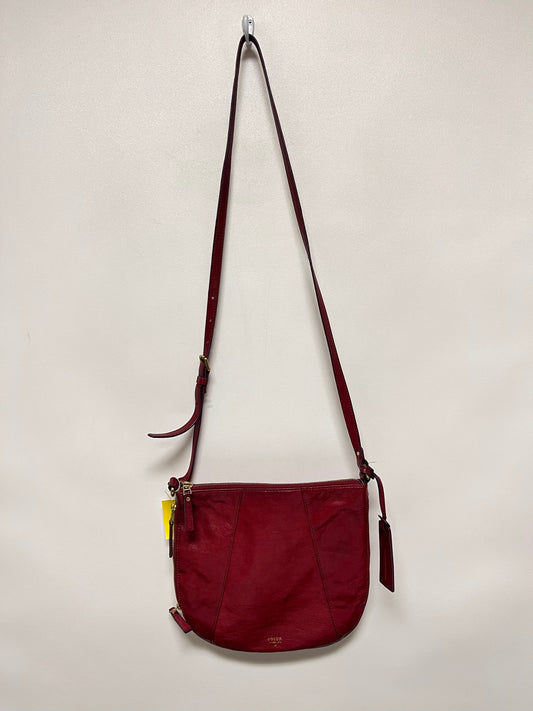 Fossil Handbag Red Gwen Leather & Suede Saddle
