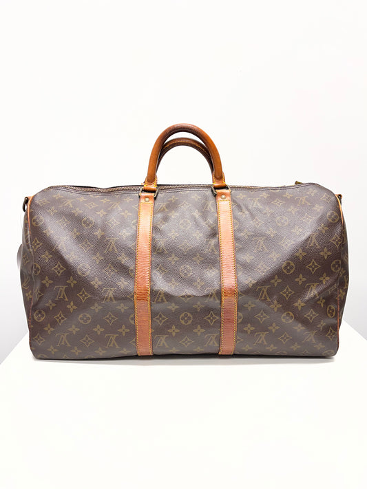 Louis Vuitton Duffle Brown Monogram Keepall Bandouliere 50