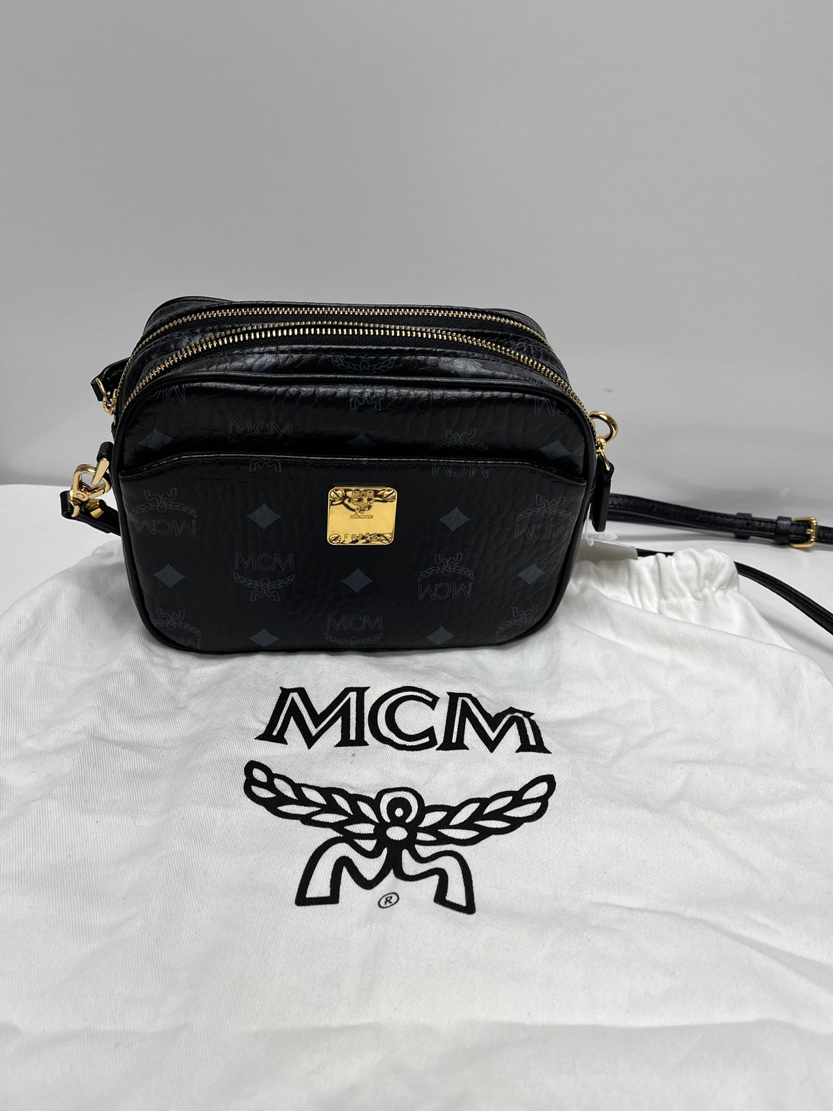 Black & Gray MCM Handbag Camera