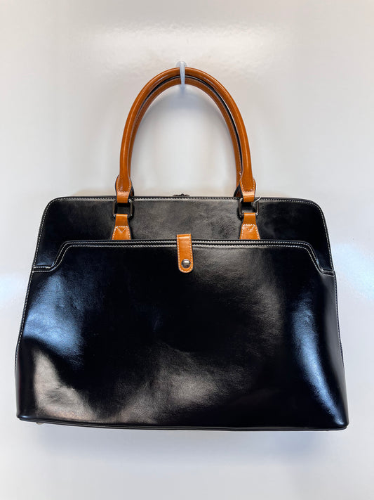 Cluci Laptop Bag Black Clair Briefcase w/ Long Strap