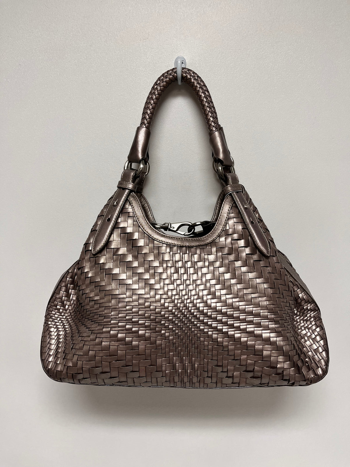 Cole Haan Handbag Metalic Champagne Genevieve Woven