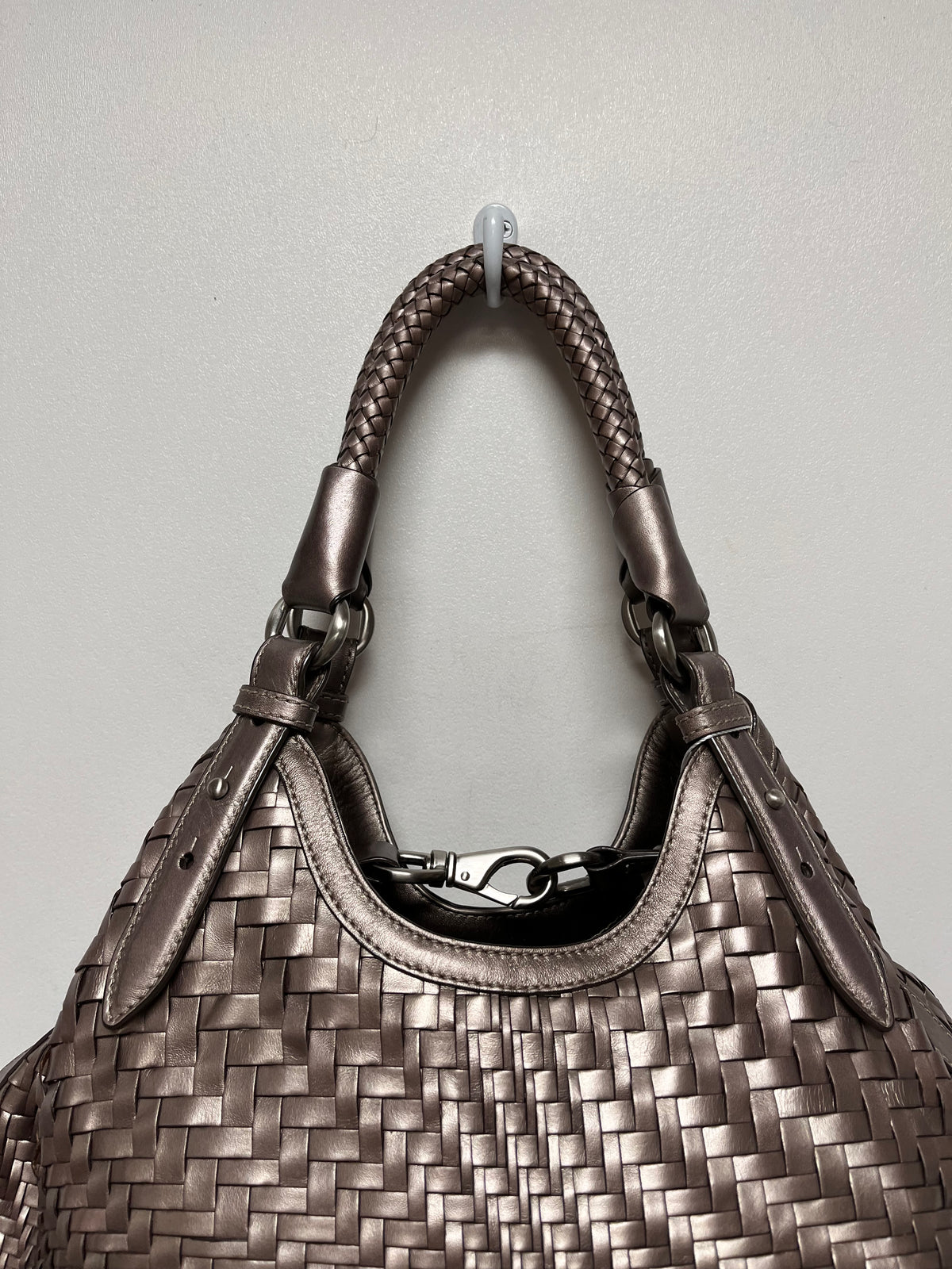 Cole Haan Handbag Metalic Champagne Genevieve Woven