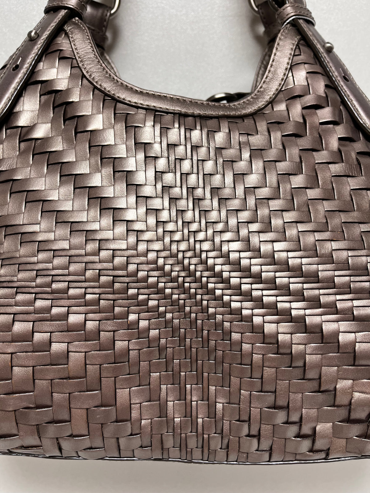 Cole Haan Handbag Metalic Champagne Genevieve Woven