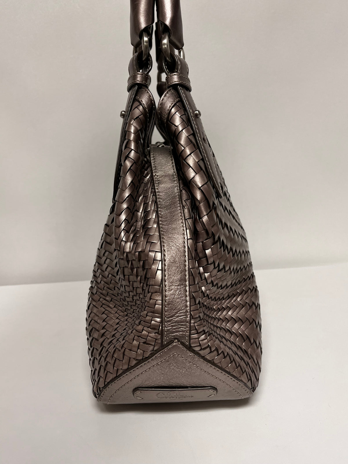 Cole Haan Handbag Metalic Champagne Genevieve Woven