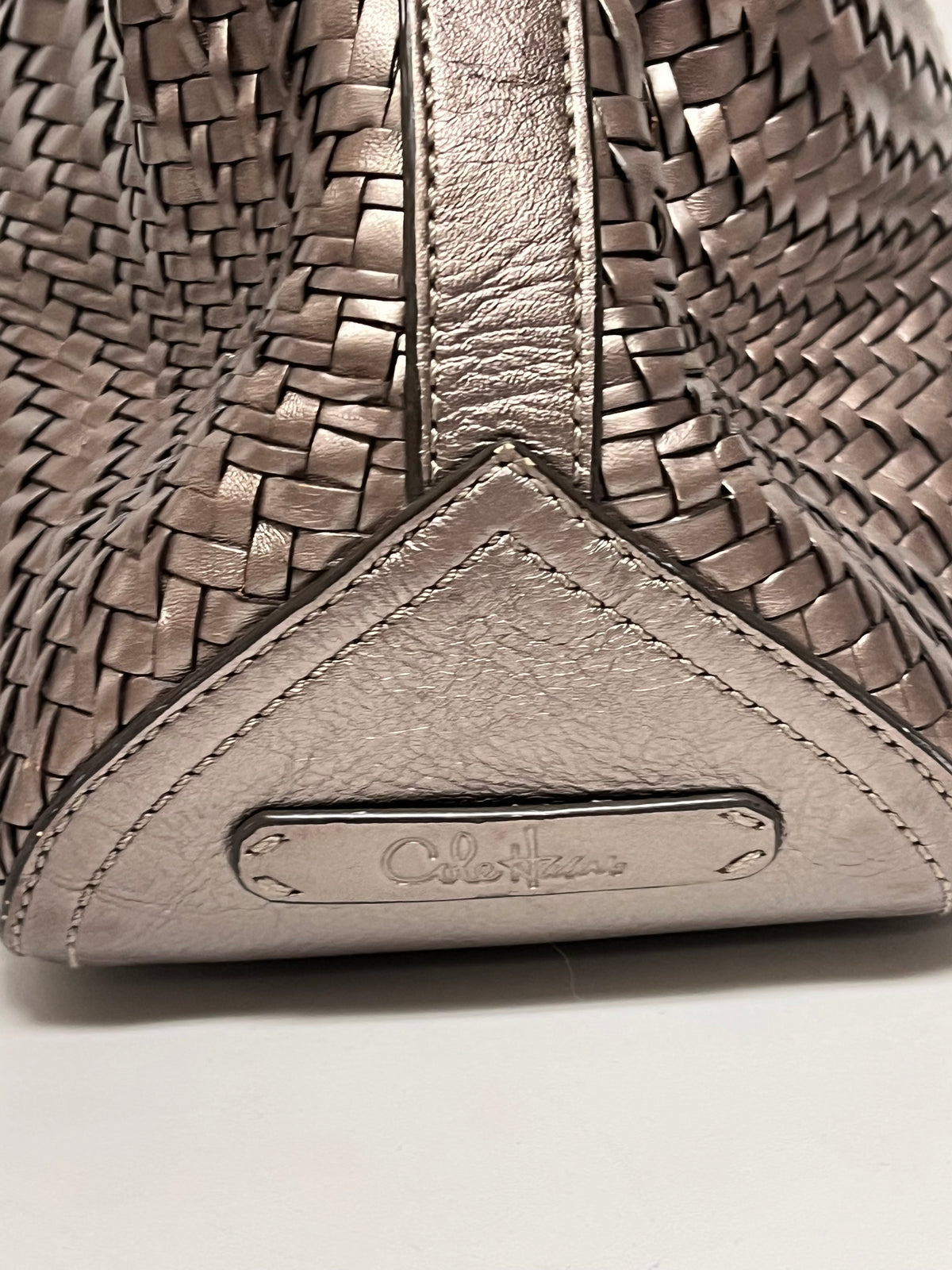 Cole Haan Handbag Metalic Champagne Genevieve Woven