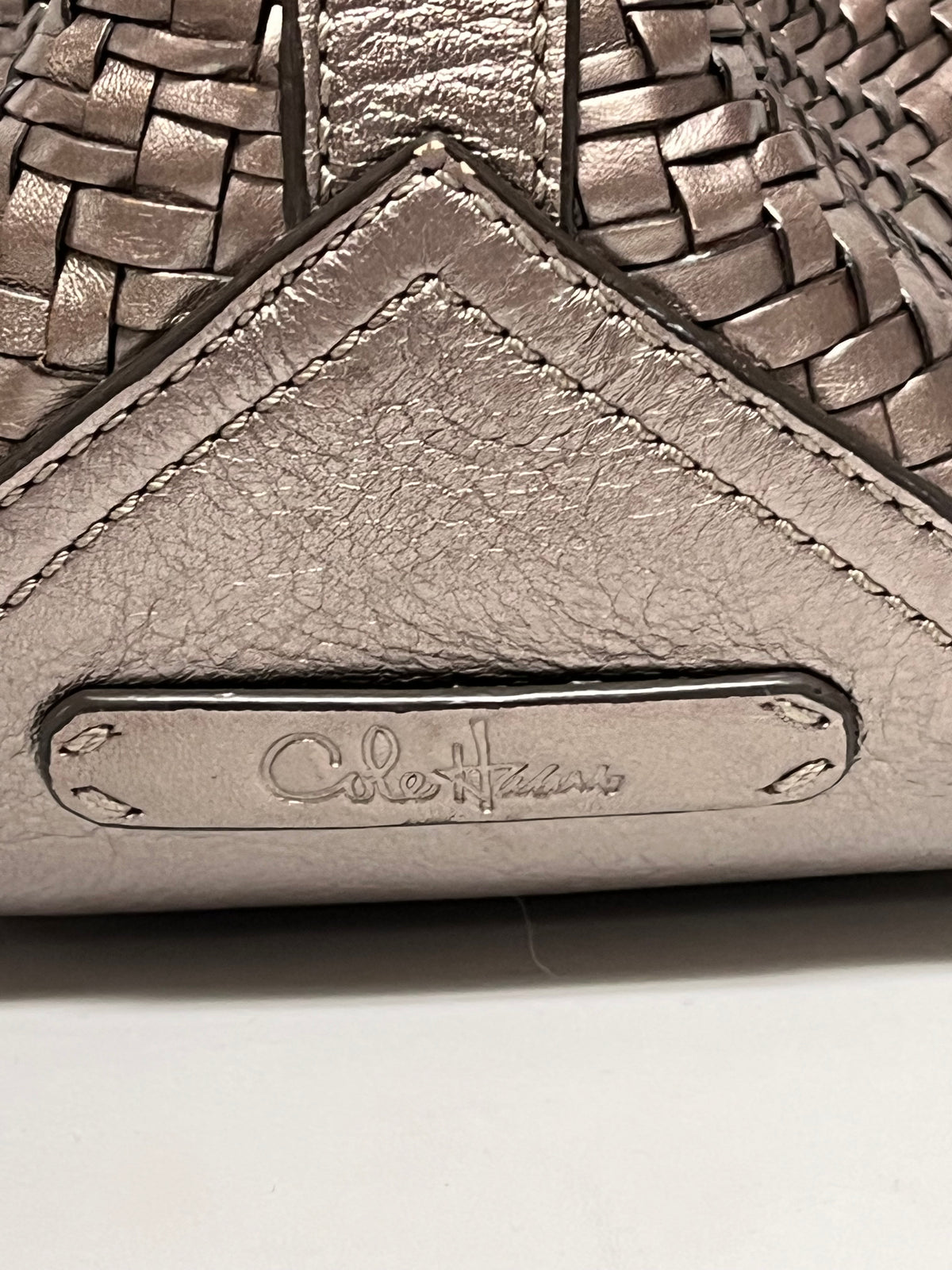 Cole Haan Handbag Metalic Champagne Genevieve Woven