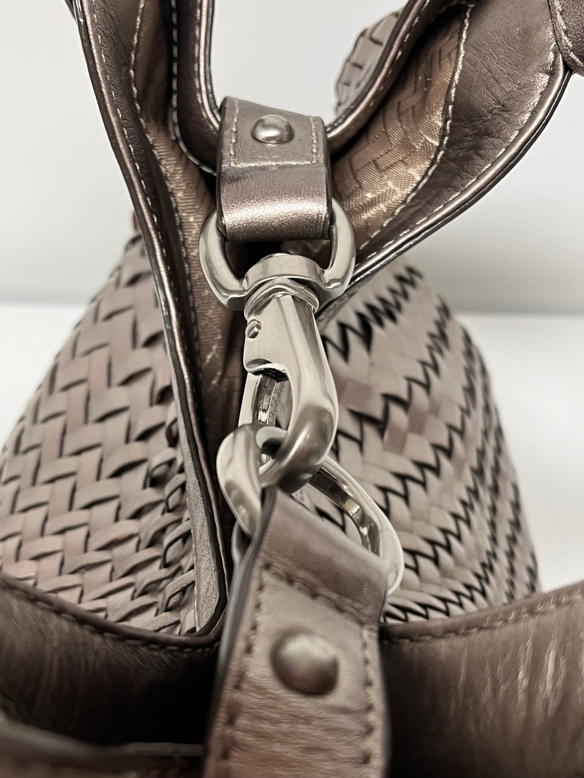 Cole Haan Handbag Metalic Champagne Genevieve Woven