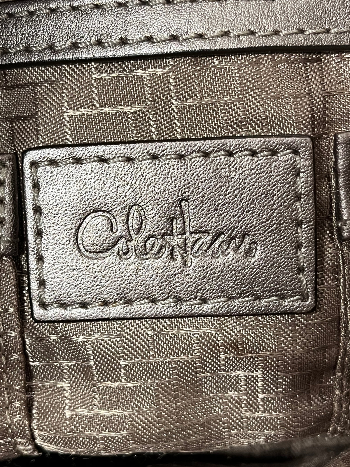 Cole Haan Handbag Metalic Champagne Genevieve Woven