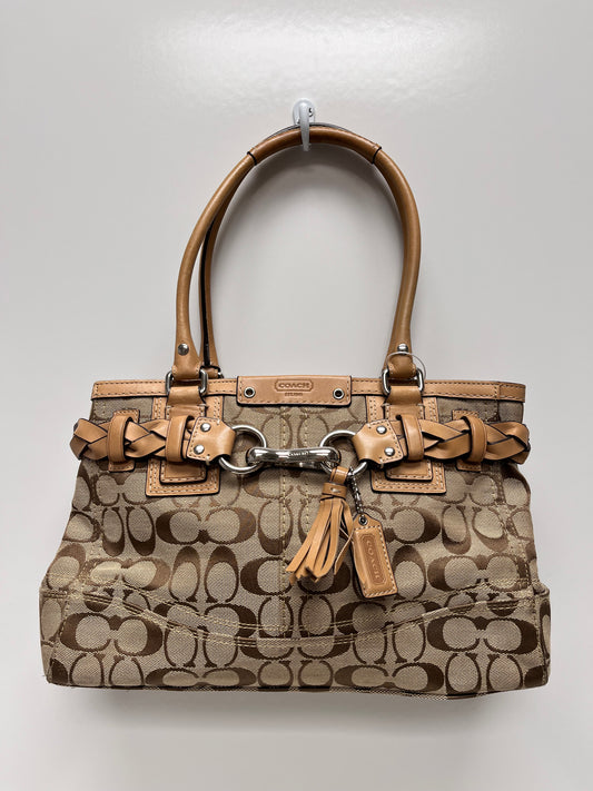 Coach Handbag Tan Hampton Signature Carryall 2010 F15665