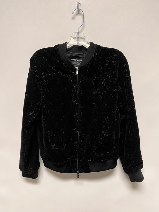 Emporio Armani Jacket Black Velvet Bomber Zip 42 Medium