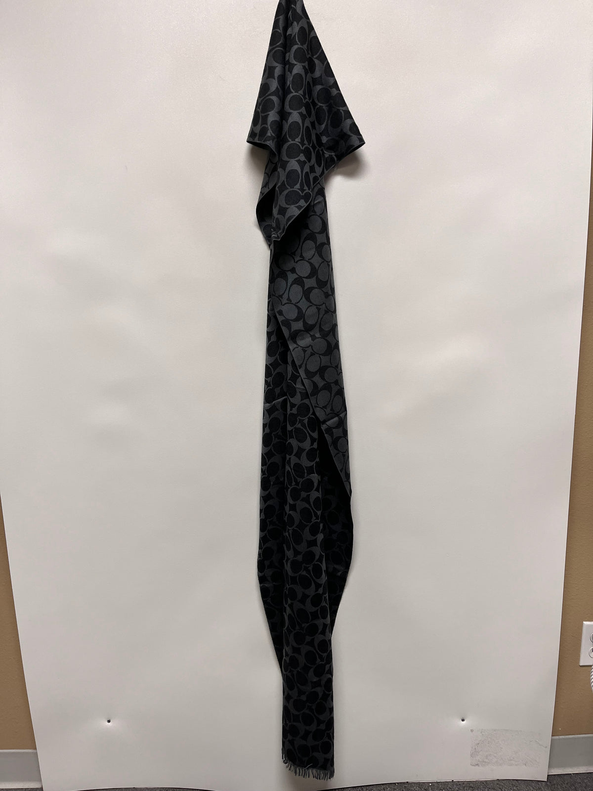 Coach Scarf Black & Gray Signature Monogram Wrap