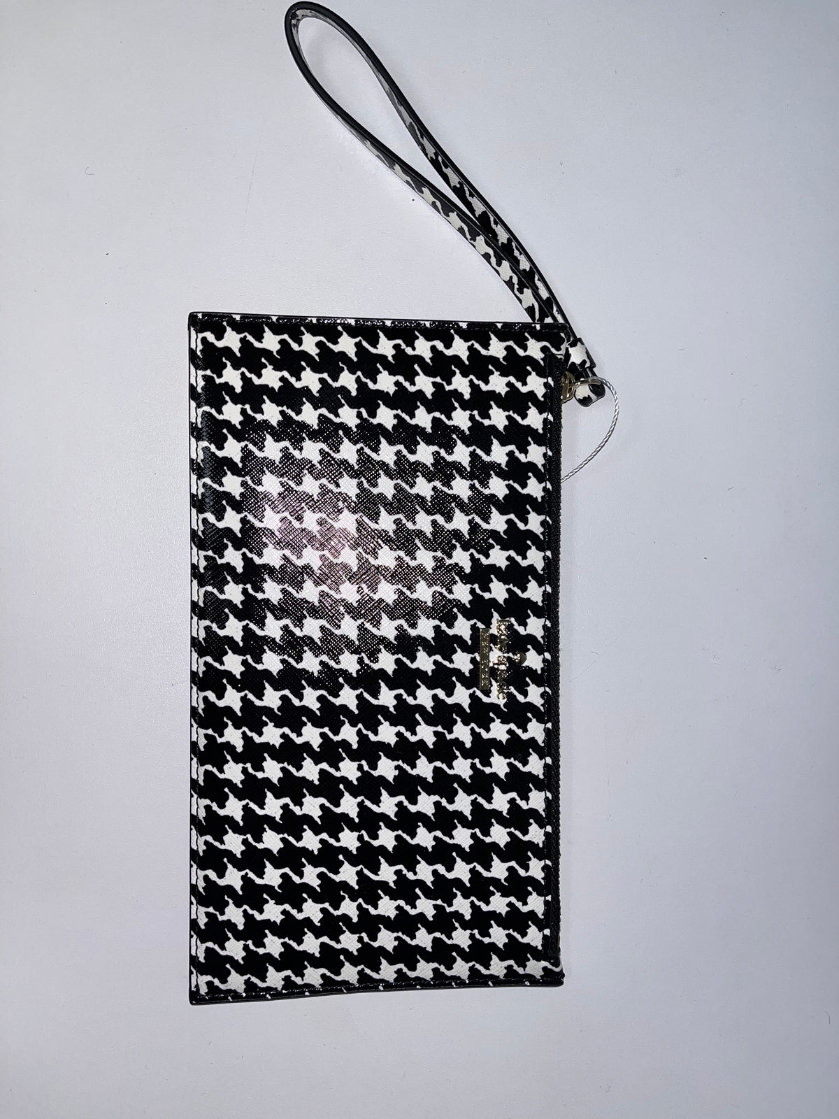 Kate Spade Wristlet Black & White Houndstooth Slim Pouch