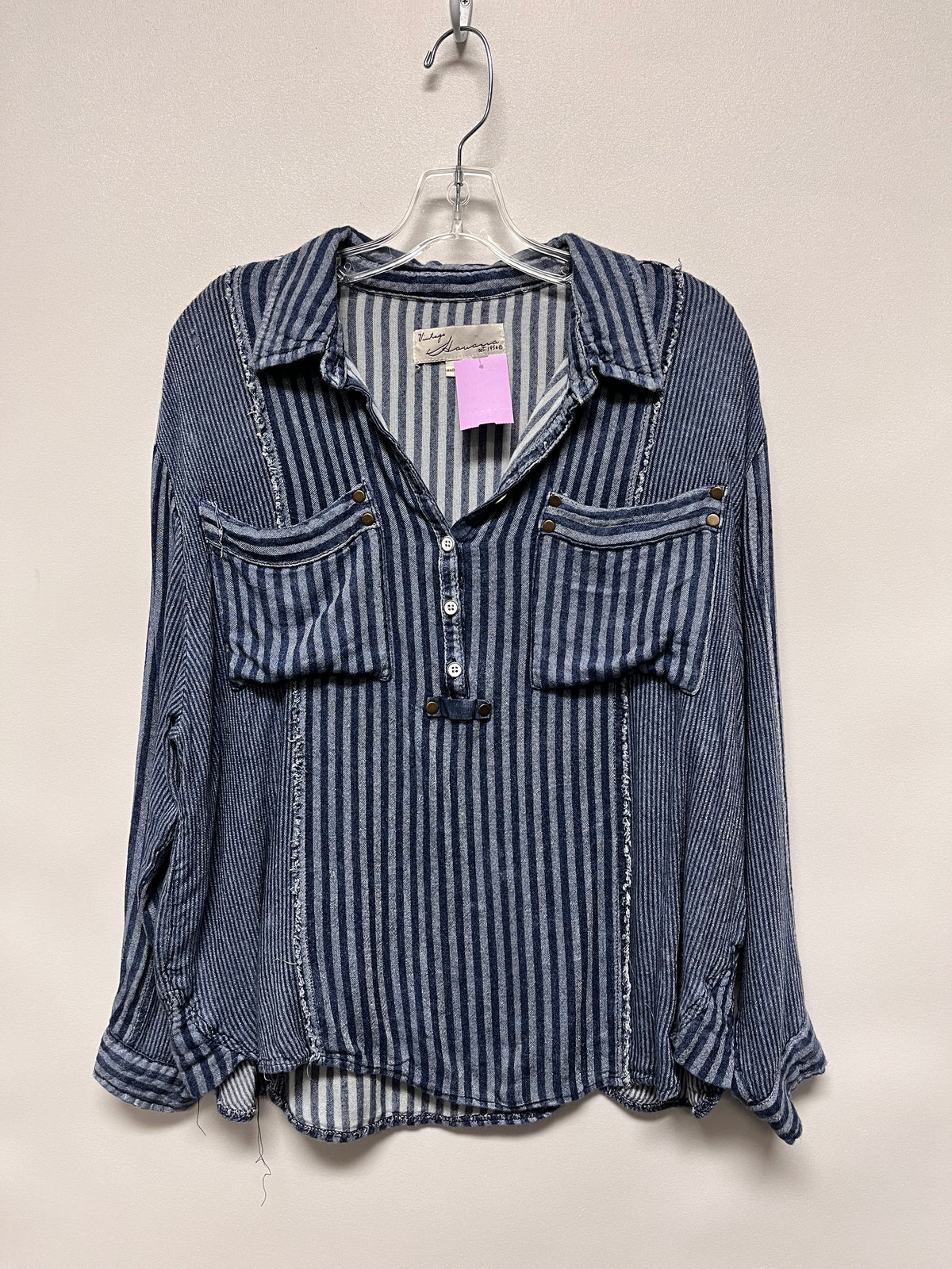 Vintage Havana Shirt Blue Striped Medium