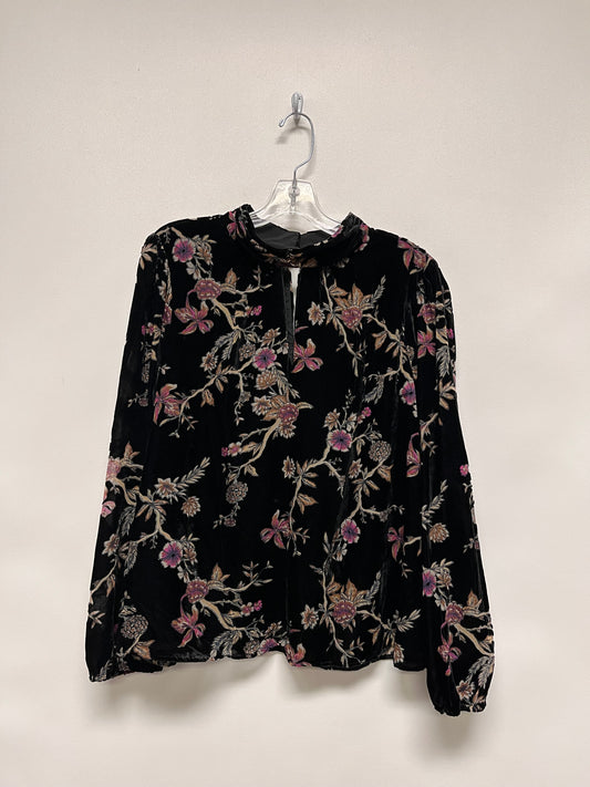 Cache Shirt Black & Purple Floral Velvet NWT Large