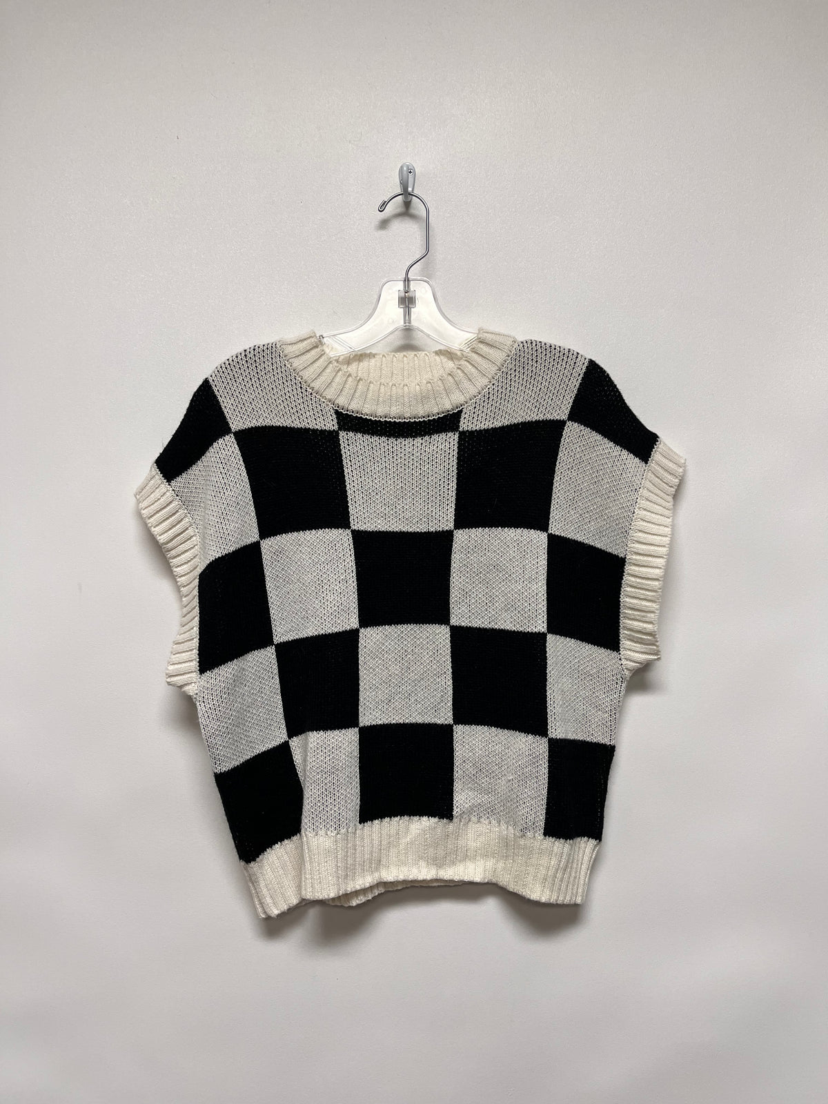 Double Zero Sweater White & Black Checkered Small