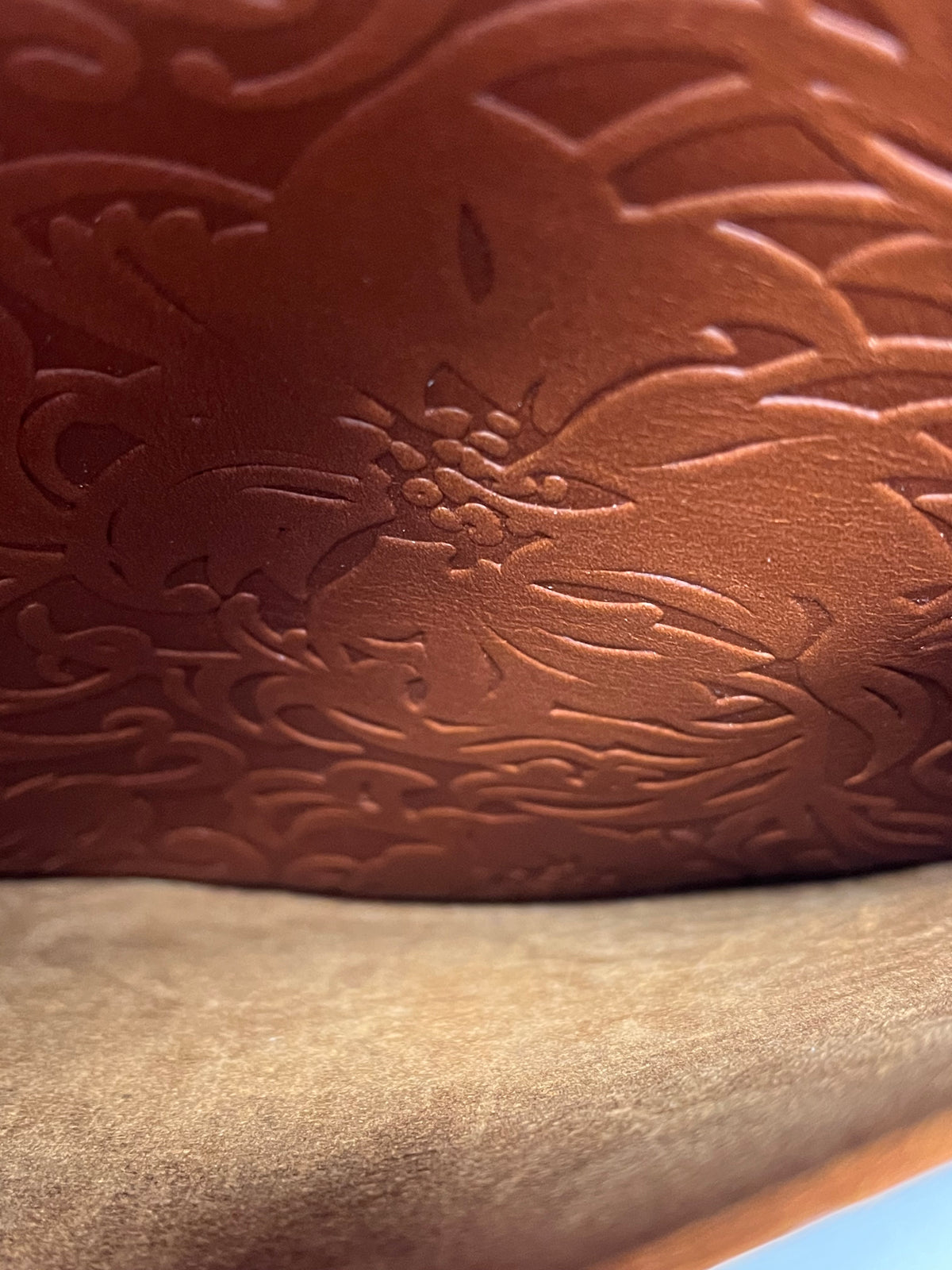 Portland Leather Goods Crossbody Brown Meadow Circle Floral-Tooled