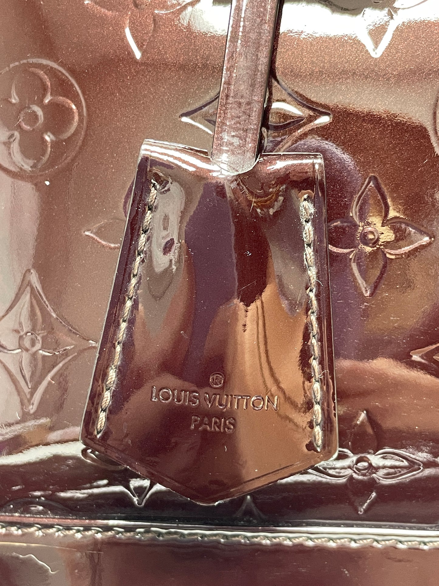Louis Vuitton Handbag Amarante Maroon Monogram Vernis Alma MM w/ Sarah Wallet 2014
